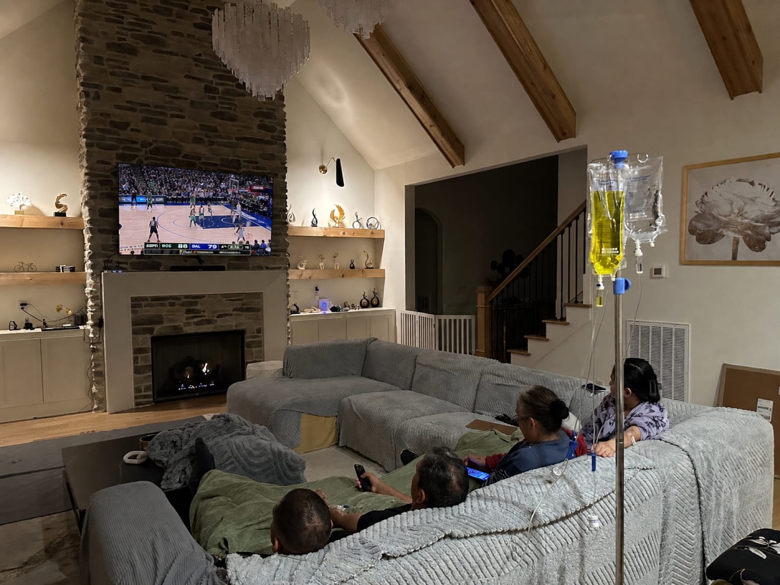Group receiving IV therapy together at home in Nashville