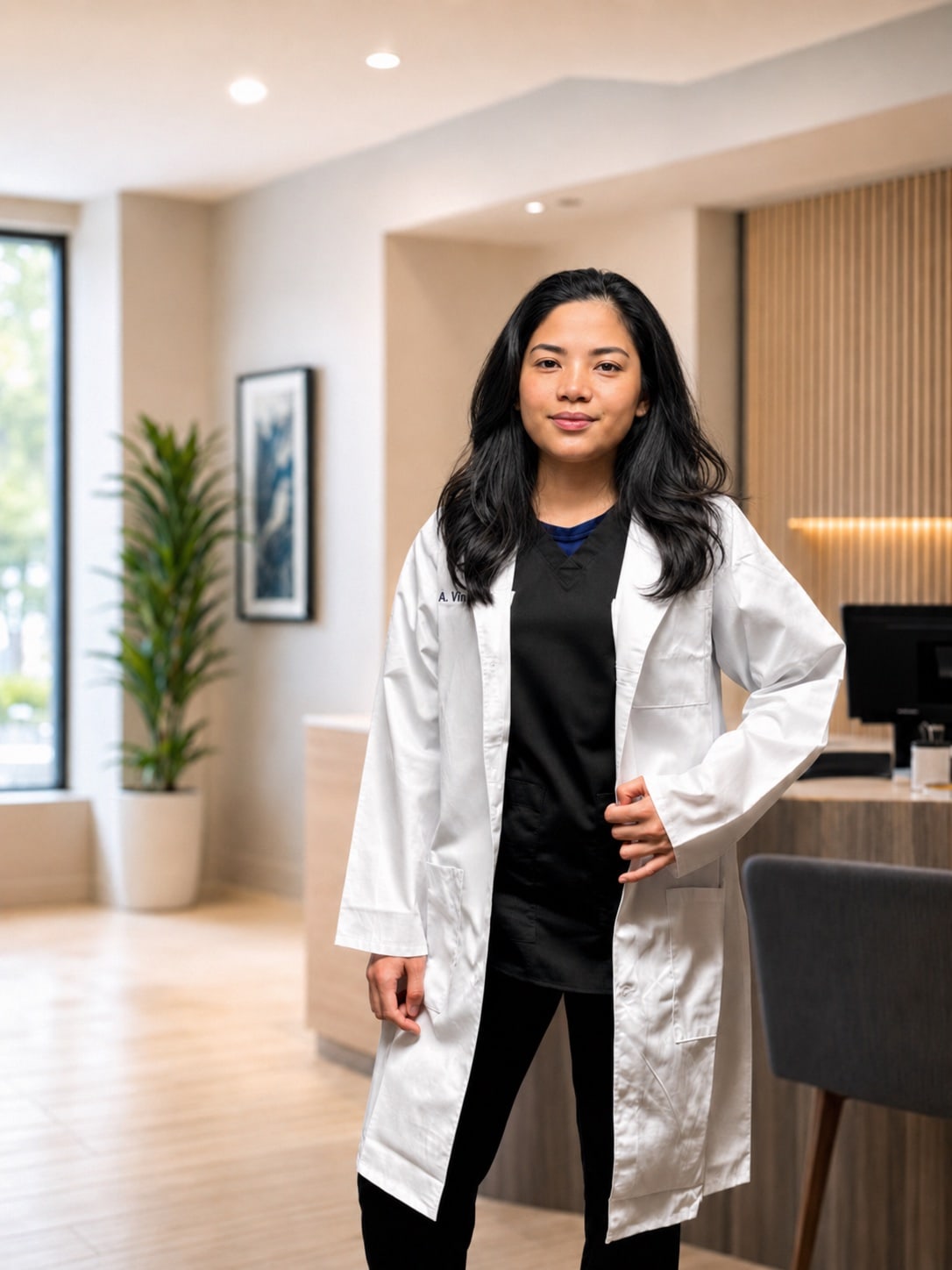 Aira, Nurse Practitioner and owner-operator of A&M IV Co., in her Brentwood office.